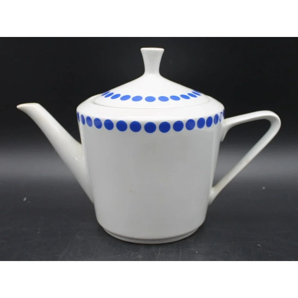 Northland Fine China Polka Dot Teapot Blue White Porcelain Tea Pot with Lid